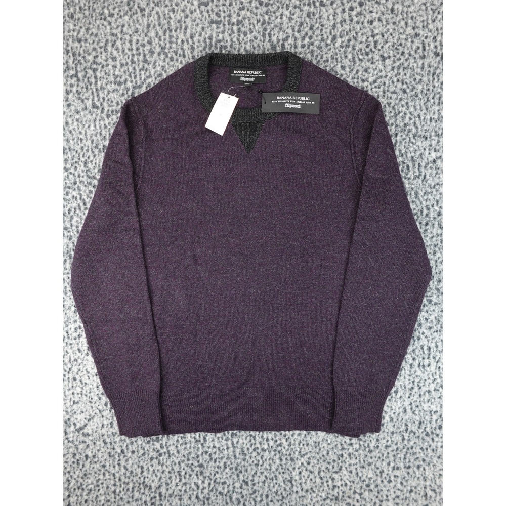 Banana Republic Sweater Mens M Purple Merino Wool Filpucci Italian Yarn 722729